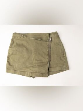 Abercrombie & Fitch Olive Utility Mini Skirt with Exposed Zip